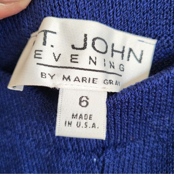 St. John Evening by Marie Gray Blue Knit Pants Size 6 - Picture 3 of 16